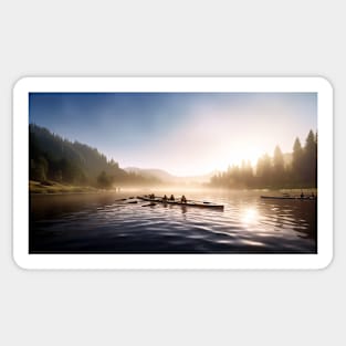 Rowboats Rowing On A Picturesque River Sticker